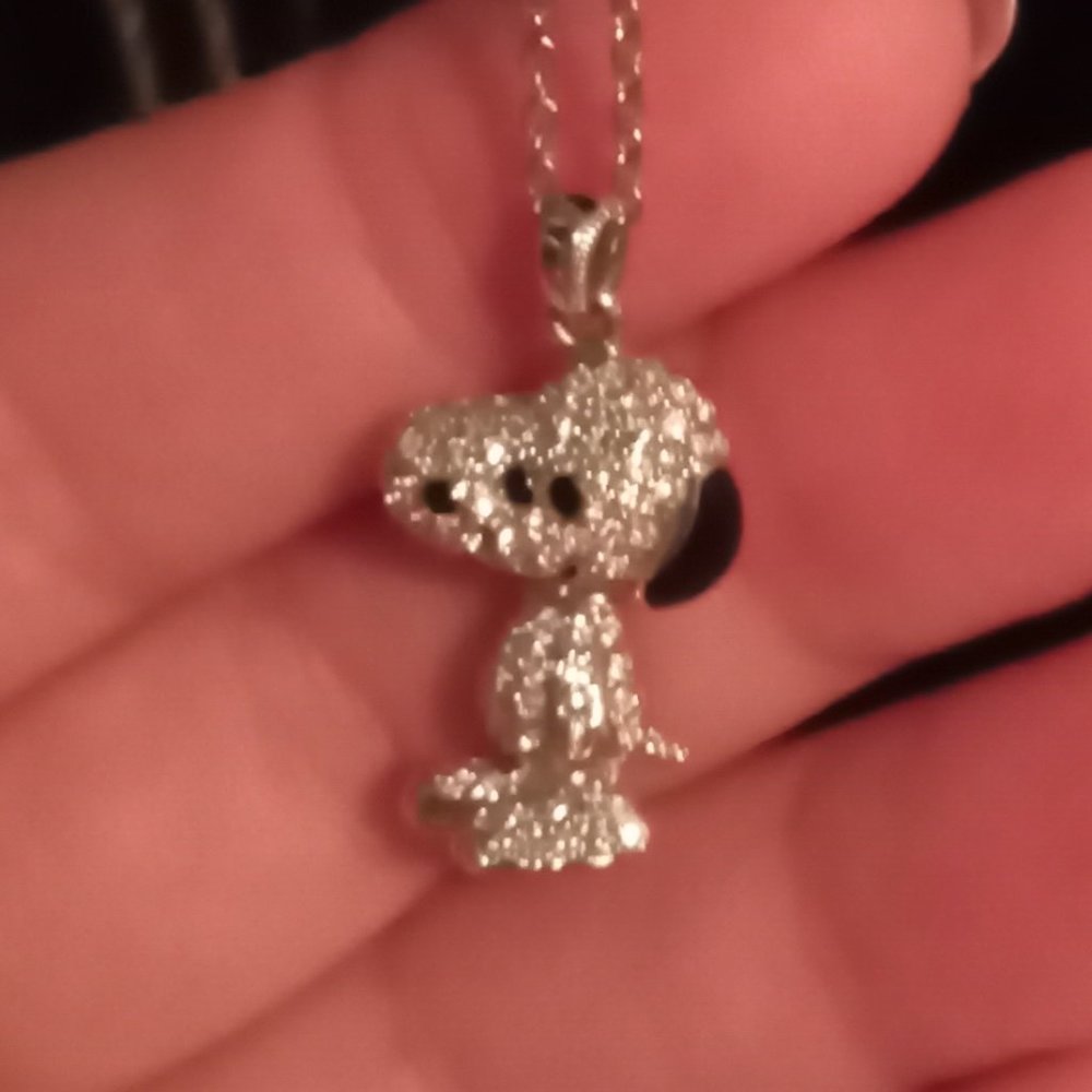 Sterling silver Swarovski Snoopy pendant